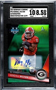 2023 Bowman Chrome U Kendall Milton 13/99 Green Auto RC UGA Refractor - SGC 8,5* - Bild 1 von 2