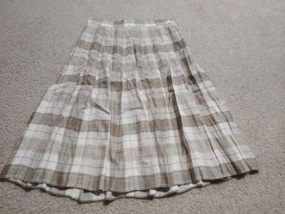 Винтажный Liz Claiborne клетку шерсти плиссированные длинная юбка бежевый белый женщин 14 - Изображение 1 из 4