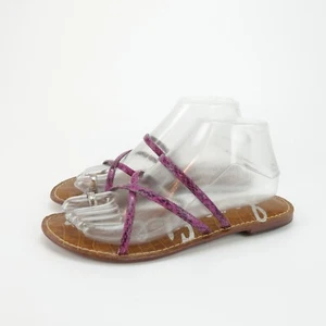Sandalia fucsia Sam Edelman Gillian para mujer con tiras de piel de serpiente talla 7,5 M - Imagen 1 de 12