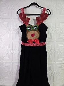 Rudolph the Red Nose Reindeer Christmas Velvet Jumpsuit Women's Sz XL Stretch - Picture 1 of 16
