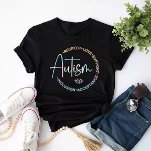 Respect Love Support Autism Awareness Month Women Men T-Shirt - Picture 1 of 22