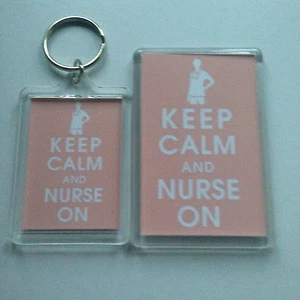 KEEP CALM AND NURSE ON Keyring or Fridge Magnet GIFT PRESENT IDEA - Picture 1 of 5