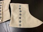 18th/19th Century White Wool Short Gaiters - Pewter Buttons, Repro. NEW