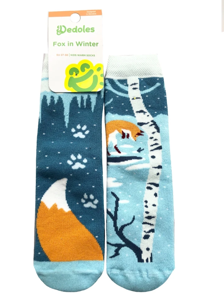 DEDOLES witzige & warme Kuschel-Socken - Fuchs im Winter - 23-26 / 27-30 Neu