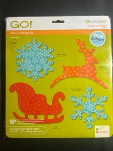 accuquilt GO! Corte de tela troquelada de trineo y copos de nieve 55322 TOTALMENTE NUEVO - Imagen 1 de 2