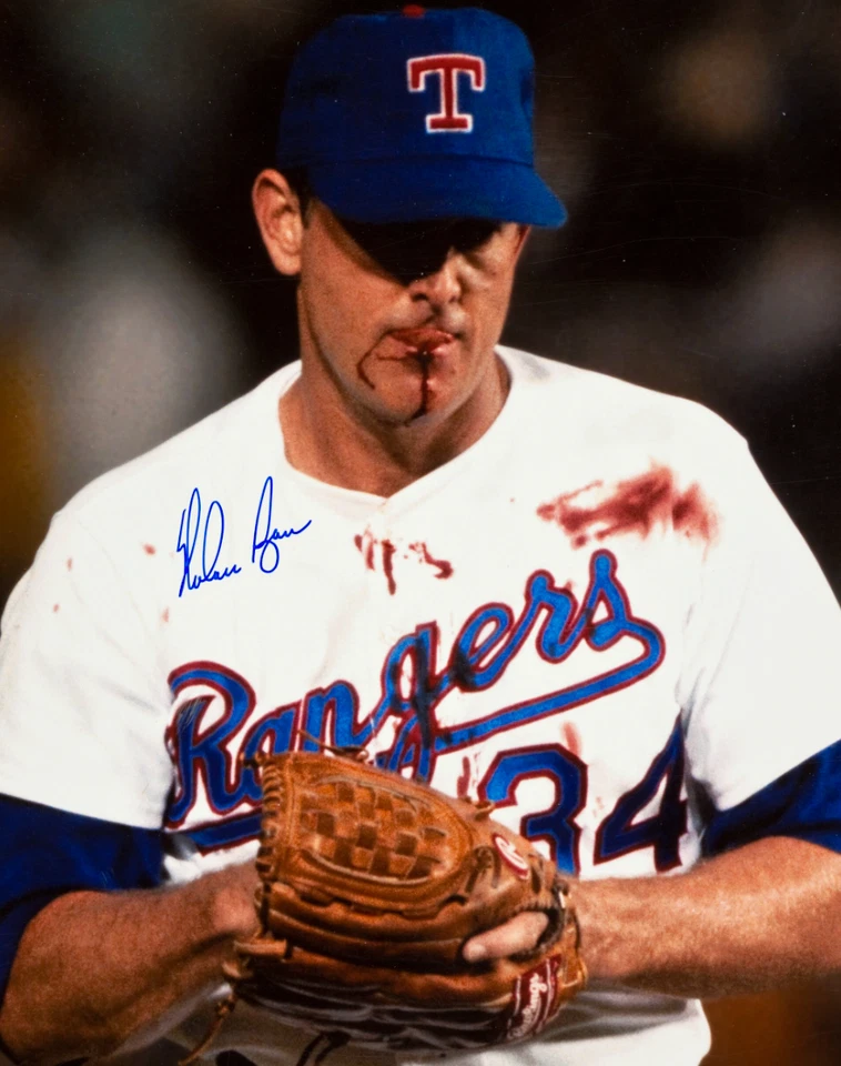 Nolan Ryan Autographed 8x10 Texas Rangers Bloody Lip Signed Reprint Photo - Image 1 of 1