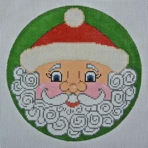 Hand-painted Needlepoint Canvas, Happy Santa, "18" mesh, NEW - Picture 1 of 1