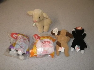 Lot of Four Beanie Babies (Two from McDonald's in Original Package) + Wool Lamb - Picture 1 of 6