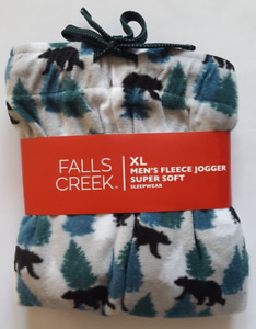 Falls Creek Men's Fleece Jogger Sleepwear Multicolor Pines & Bears Print Size XL