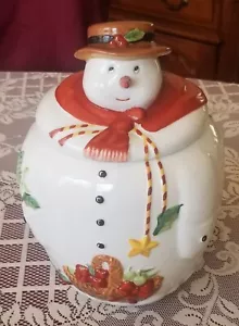 NEW Vintage Villeroy & Boch Festive Friends Snowman Cookie Jar Fall Christmas - Picture 1 of 8