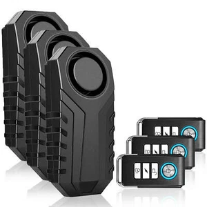 Sicherheit Fahrrad Alarm mit Fernbedienung 113dB Diebstahlsicherung Vibration IP55 Wasserdicht 3er Pack - Bild 1 von 7