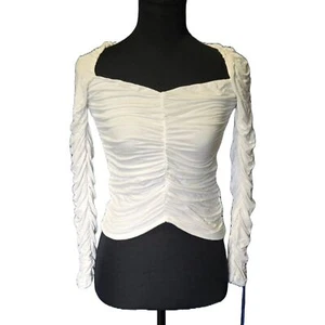 Michael Lauren Shirred White Sultry Bodycon Dressy Top Ruching Clubbing XS NWT - Picture 1 of 7