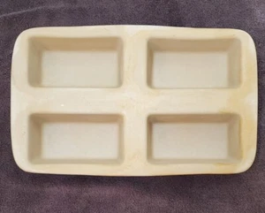 Pampered Chef Mini Loaf Pan 4 Baking Stone Bakeware 1418 Stoneware Made In USA - Picture 1 of 12