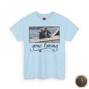 Gone Fishing T-Shirt, Barack Obama George Clooney Boat Photo Conspiracy Tee - Picture 1 of 109