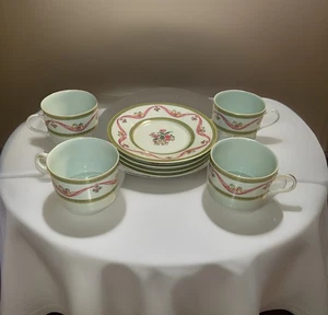 Menge 4 Raynaud Limoges (1919) Porzellan Demitasse Tasse & Untertasse Sets 8 Teile - Bild 1 von 14