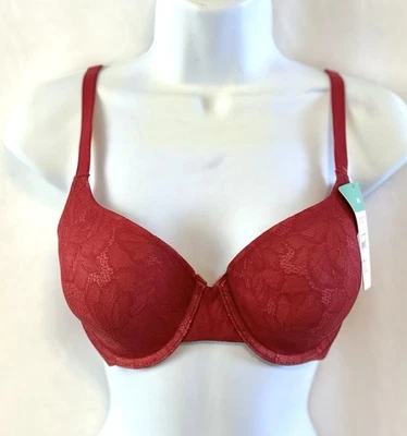 Sujetador con aros Secret Treasures patrón de encaje rojo 36B nuevo con etiquetas Foto 1 de 4