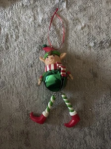 Vtg Christmas Ornament Resin Elf Green Metal Jingle Bell 5” G22 - Picture 1 of 5