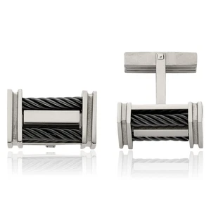 Titanium Black Wire Cufflinks - Picture 1 of 8