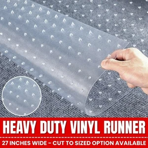 Heavy Duty Clear Vinyl Carpet Protector Non Slip Plastic Floor Mat Home & Office - Picture 1 of 9