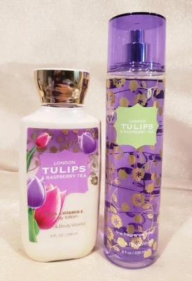 London Tulips Raspberry Tea Set Lotion + Fragrance Mist *Rare* Bath & Body Works - Image 1 of 4