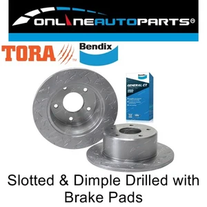2 Rear Slotted & Drilled Disc Brake Rotors + Bendix Pads - Quality + Performance - Picture 1 of 5