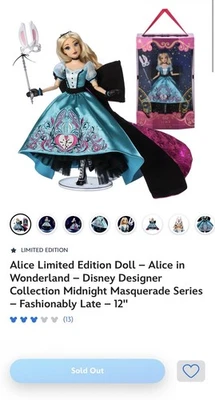 Muñeca Alice Edición Limitada Diseñador Disney Midnight Masquerade Series LE/4000 Foto 1 de 4