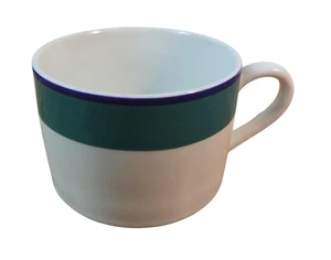 Pier 1 Bicolor Kaffeetasse Becher Teetasse grünes Band blauer Rand 92024 Ersatz - Bild 1 von 6