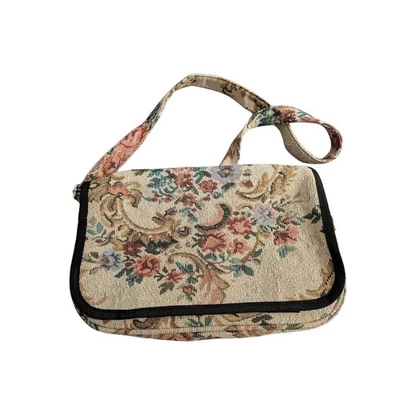 Floral Tapestry Messenger Bag Shoulder Bag Small Crossbody Purse Vintage Style - Image 1 of 4