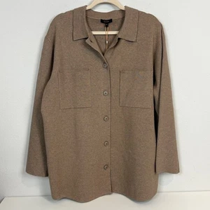 Quitte Eco-Knit Milano Stitch Oversized Shirt Jacke warm taupe S Neu mit Etikett - Bild 1 von 12