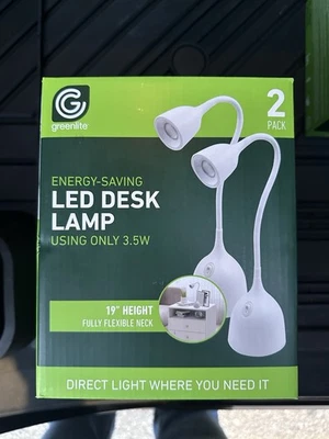 Greenlite Lámpara de Escritorio LED Paquete de 2 Cuello Flexible Ahorro de Energía 30000 Hrs NUEVO Foto 1 de 2