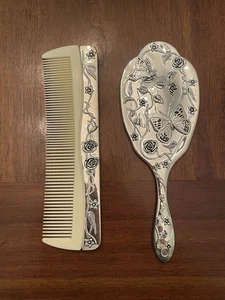 Regent Square versilbert Spiegel und Kamm Waschtisch Set Blumen Schmetterling Vintage - Bild 1 von 6