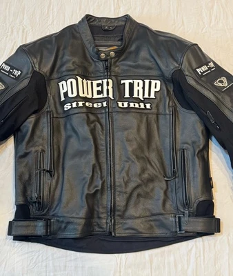 Chaqueta de cuero Power Trip Street Unit para motociclista talla 44 para hombre” Foto 1 de 4
