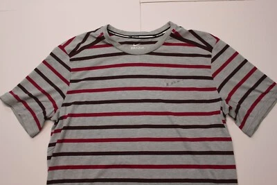 Womens M Nike Running Dri-Fit Short Sleeve T-Shirt Crew Neck Gym Striped Pocket - Image 1 of 4