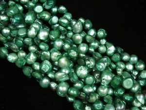 Freshwater Pearls Green 7-10mm Irregular 35cm Strand DIY Necklace  - Picture 1 of 1