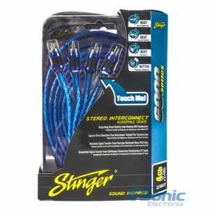 STINGER SI6417 4 CHANNEL 17 FEET 6000 BLUE INTERCONNECT RCA JACK CABLE WIRE AMP - Picture 1 of 4