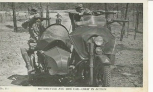 CAMP LEE Petersburg VA Motorrad und Beiwagen mit Gewehrbesatzung 1940er WWII unbespielt sehr guter Zustand - Bild 1 von 2