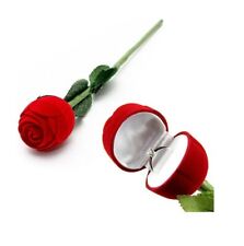 Boite Rose Rouge pour Bague Ecrin Bijoux Fleur Alliance Mariage Cadeaux Velour
