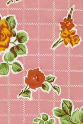 Oilcloth Fabric Floral Rosegall Pink Pattern Sold in Yard or Bolt - Image 1 of 2