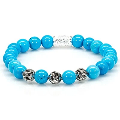 Perlenarmband Blauer Türkis Perlen Excelsior Silver 925 Sterling Silber - Bild 1 von 4