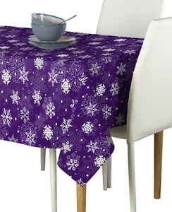 100% Milliken Polyester Winter Snowflakes Purple Tablecloths - Assorted Sizes! - Picture 1 of 1
