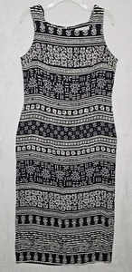 TRIBAL PRINT Studio I Black White Sleeveless Maxi Dress Rayon Size 10 - Picture 1 of 6