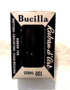 Vintage BUCILLA Taffeta d' Art Ribbon 100 yd. bolt in box.. BLACK 3/16" - Picture 1 of 3