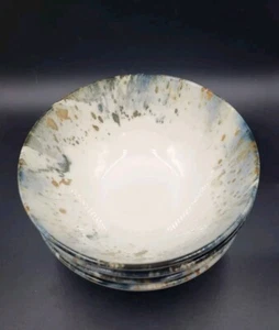 Set Of 4 Intesa Home Blue Gray Marble Splatter Soup Cereal Bowls Turkey 6.25" - Picture 1 of 5