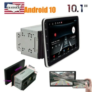 10.1" Android 10 Rotatable Touch Screen Car Stereo WiFi BT Radio GPS Double 2DIN - Picture 1 of 12