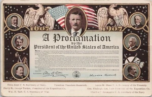 LITHO 1907 Jamestown Exposition Theodore Roosevelt Proclamation Lewisburg Ohio - Picture 1 of 2