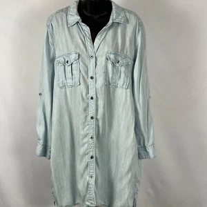 Abito Camicia Filosofia Taglia XXL Blu Bianco Striato Lungo Rotolo Tab Slv Tasche - Foto 1 di 8