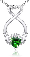 925 Irish Claddagh Eternity Love Pendant Necklace Good Luck Jewelry Gifts Women