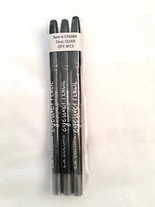 3pk L.A. Colors Eyeliner Pencil CP608 Silver - Picture 1 of 3