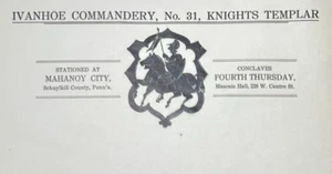 Ivanhoe Commandery Nr. 31 Tempelritter stationiert in MAHANOY CITY PA Briefkopf - Bild 1 von 2