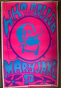 WHO ROLLED MARYJANE VINTAGE 1969 HEADSHOP BLACKLIGHT POSTER By WESPAC W-40 - Picture 1 of 10